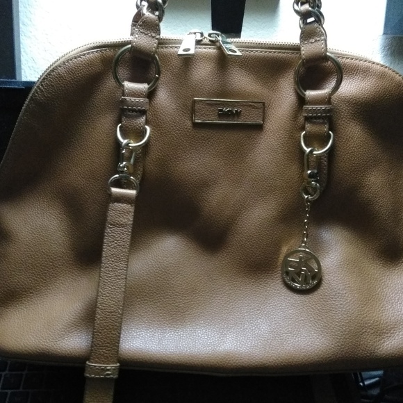 DKNY PEBBLE LEATHER ZIP ZIP SATCHEL HANDBAG - Picture 1 of 6